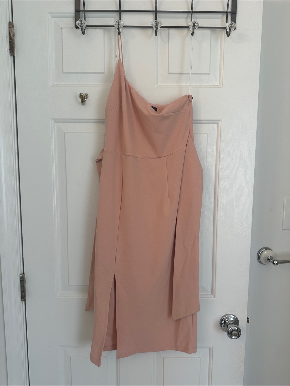 Lulu's One-Shoulder Blush Pink Midi Dress